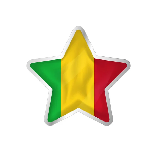 Bandeira Mali Estrela Estrela Botão Modelo Bandeira Fácil Edição Vetor — Vetor de Stock