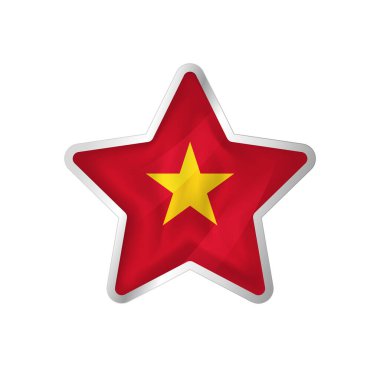 Vietnam bayrağı yıldızda. Düğme yıldızı ve bayrak şablonu. Gruplar halinde kolay düzenleme ve vektör. Beyaz arkaplanda ulusal bayrak vektör illüstrasyonu.