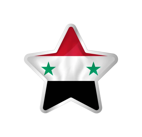 Bandera Siria Estrella Botón Estrella Plantilla Bandera Fácil Edición Vector — Archivo Imágenes Vectoriales