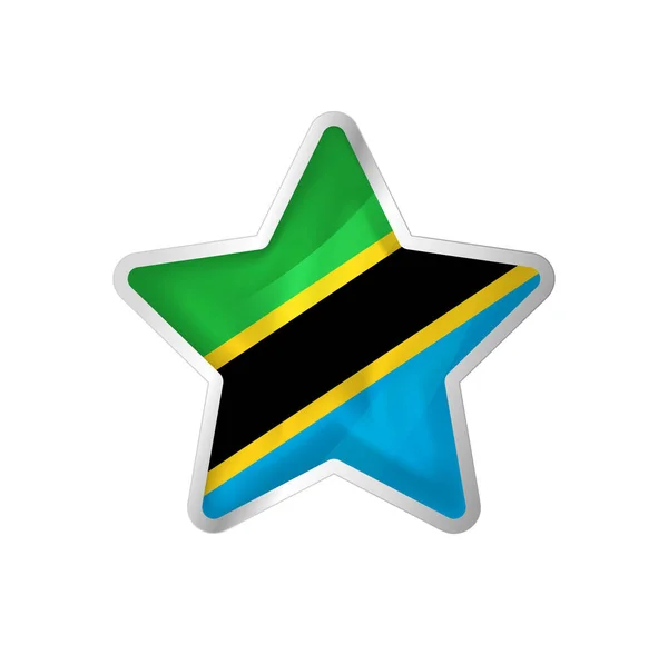 Bandeira Tanzânia Estrela Estrela Botão Modelo Bandeira Fácil Edição Vetor —  Vetores de Stock
