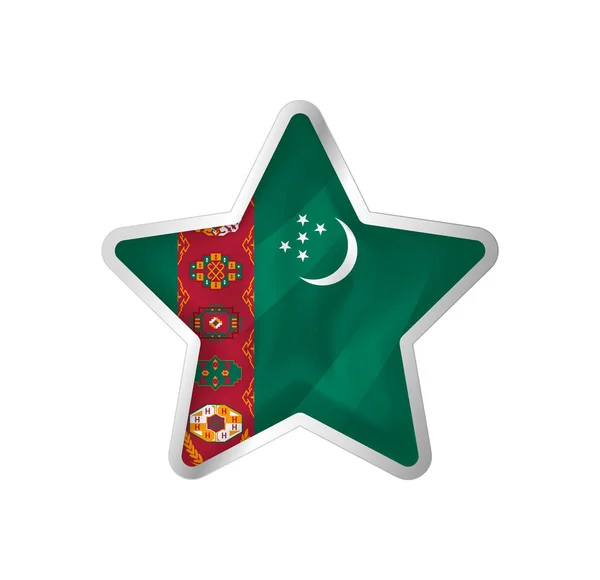 Bandera Turkmenistán Estrella Botón Estrella Plantilla Bandera Fácil Edición Vector — Vector de stock