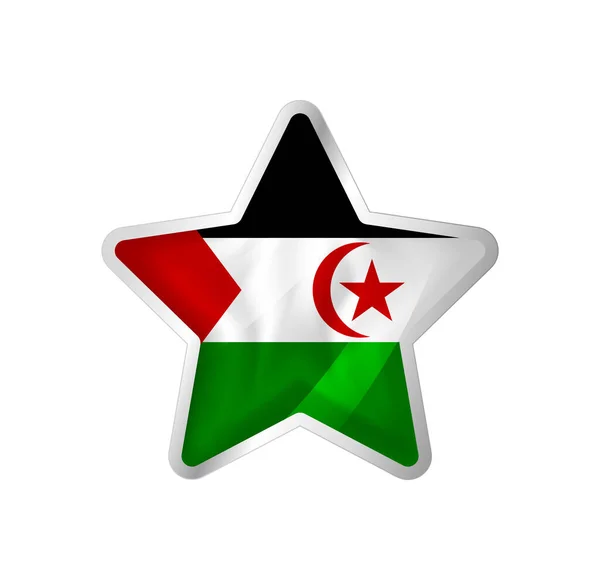 Bandera Del Sahara Occidental Estrella Botón Estrella Plantilla Bandera Fácil — Archivo Imágenes Vectoriales