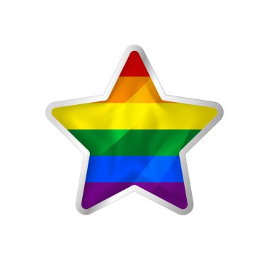 Yıldızlı Lgbt bayrağı. Düğme yıldızı ve bayrak şablonu. Gruplar halinde kolay düzenleme ve vektör. Beyaz arkaplanda ulusal bayrak vektör illüstrasyonu.
