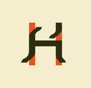 H harfi sökülmüş kağıt harfler. Kitap, logo, iş ve şablon tasarımı. Kağıt arkaplanda resimler.