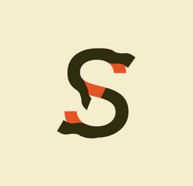 Sökülmüş S harfi yapışkan kağıt harfler. Kitap, logo, iş ve şablon tasarımı. Kağıt arkaplanda resimler.