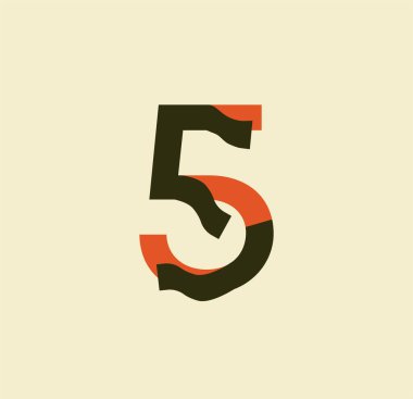 5 numarayı soydum. Yapışkan kağıt harfler. Kitap, logo, iş ve şablon tasarımı. Kağıt arkaplanda resimler.