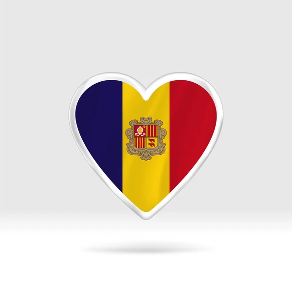 Andorra Bayrağından Kalp Gümüş Düğmeli Yıldız Bayrak Şablonu Gruplar Halinde — Stok Vektör