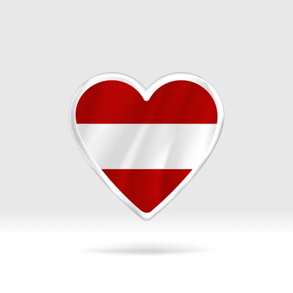 Καρδιά Από Την Αυστρία Ασημένιο Αστέρι Κουμπί Και Πρότυπο Σημαία — Διανυσματικό Αρχείο