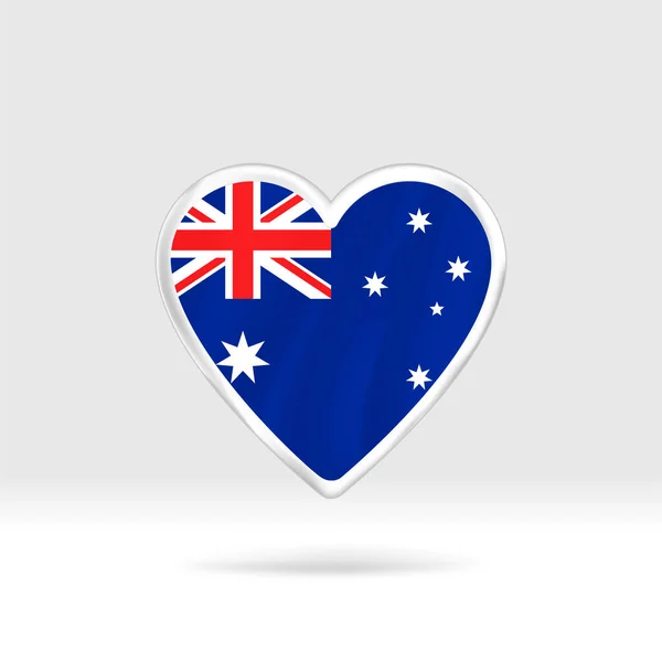 Avustralya Bayrağından Kalp Gümüş Düğmeli Yıldız Bayrak Şablonu Gruplar Halinde — Stok Vektör