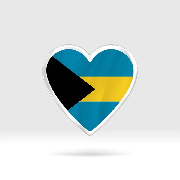 Coração Bandeira Das Bahamas Estrela Botão Prata Modelo Bandeira Fácil —  Vetores de Stock