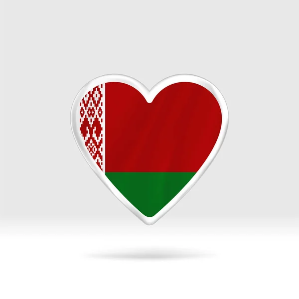Belarus Bayrağından Kalp Gümüş Düğmeli Yıldız Bayrak Şablonu Gruplar Halinde — Stok Vektör
