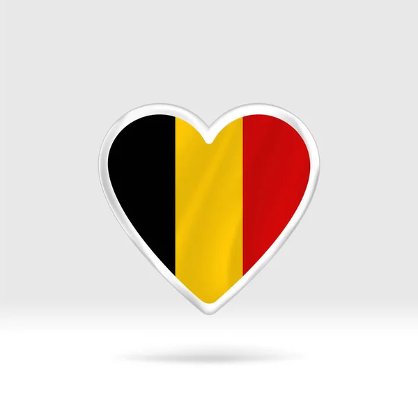 Серце Бельгійського Прапора Срібна Кнопка Прапор Шаблон Легке Редагування Вектор — стоковий вектор