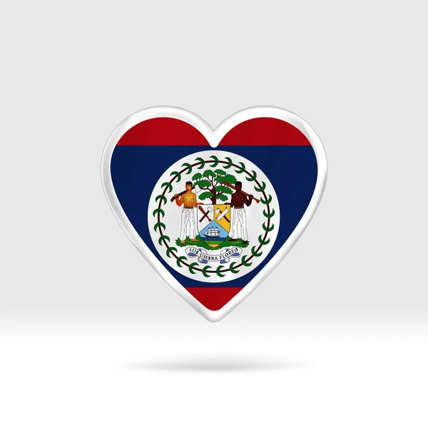 Corazón Bandera Belice Plantilla Estrella Botón Plata Bandera Fácil Edición — Archivo Imágenes Vectoriales