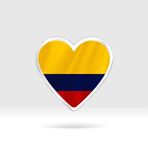 Corazón Bandera Colombia Plantilla Estrella Botón Plata Bandera Fácil Edición — Vector de stock