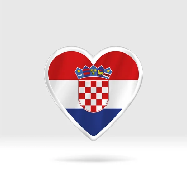 Καρδιά Από Την Κροατία Ασημένιο Αστέρι Κουμπί Και Πρότυπο Σημαία — Διανυσματικό Αρχείο