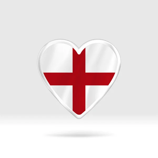 Heart England Flag Silver Button Star Flag Template Easy Editing — Stock Vector