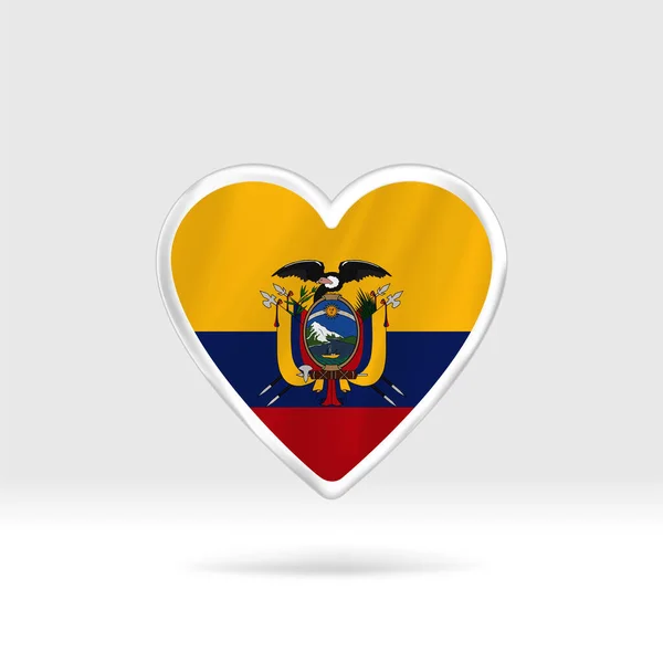 Ekvador Bayrağından Kalp Gümüş Düğmeli Yıldız Bayrak Şablonu Gruplar Halinde — Stok Vektör