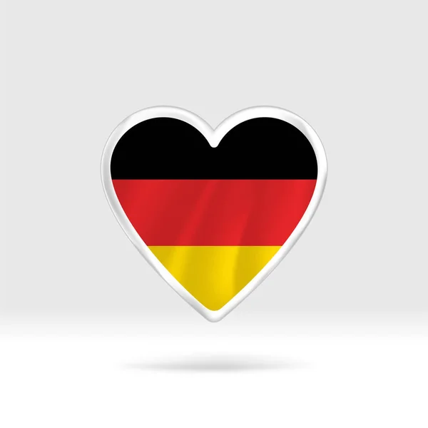 Serce Flagi Niemiec Srebrny Przycisk Gwiazdy Szablon Flagi Łatwa Edycja — Wektor stockowy