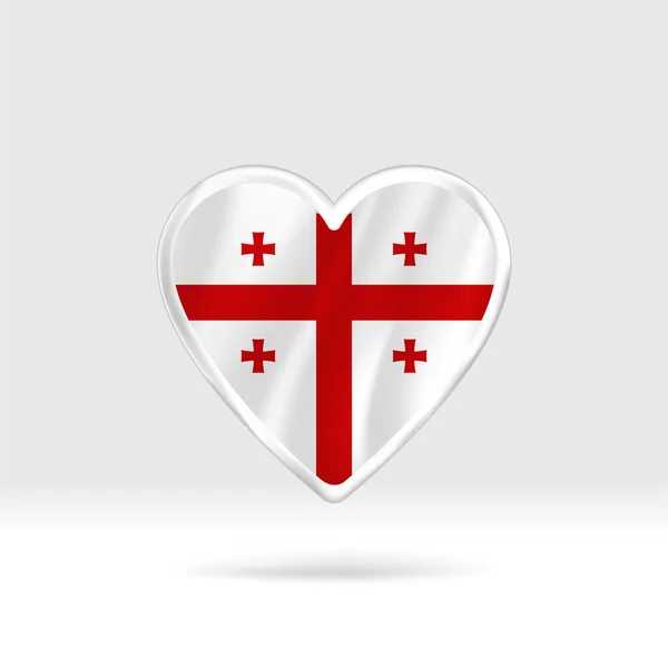 Coeur Drapeau Géorgie Modèle Étoile Bouton Argent Drapeau Montage Facile — Image vectorielle