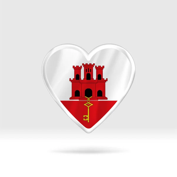 Сердце Флага Гибралтара Серебряная Пуговица Звезда Флаг Искушают Простое Редактирование — стоковый вектор