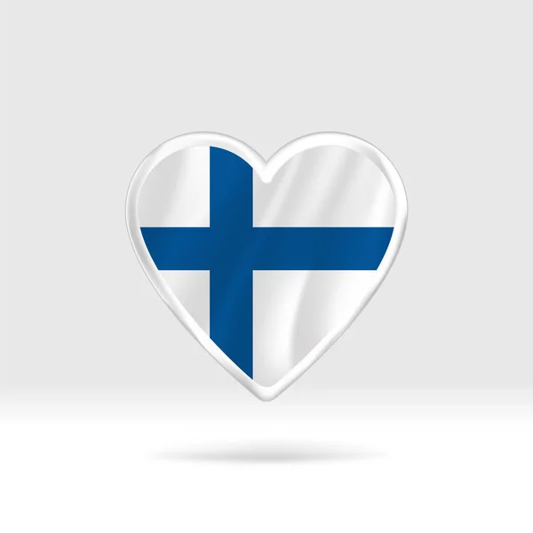 Heart Finland Flag Silver Button Star Flag Template Easy Editing — Stock Vector