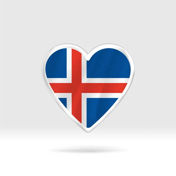 来自冰岛国旗的心脏 银键明星和标志模板 容易编辑和矢量分组 白色背景上的国旗矢量说明 — 图库矢量图片