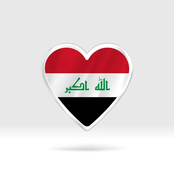 Καρδιά Από Ιράκ Ασημένιο Αστέρι Κουμπί Και Πρότυπο Σημαία Εύκολη — Διανυσματικό Αρχείο