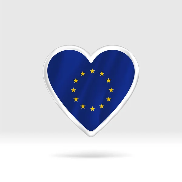 Herz Aus Der Flagge Der Europäischen Union Silberner Knopf Stern — Stockvektor