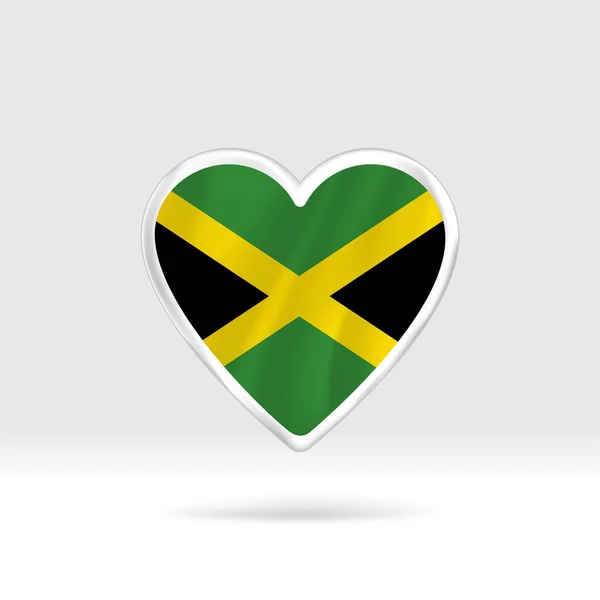 Coeur Drapeau Jamaïcain Modèle Étoile Bouton Argent Drapeau Montage Facile — Image vectorielle