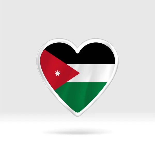 Καρδιά Από Την Ιορδανία Σημαία Ασημένιο Αστέρι Κουμπί Και Πρότυπο — Διανυσματικό Αρχείο
