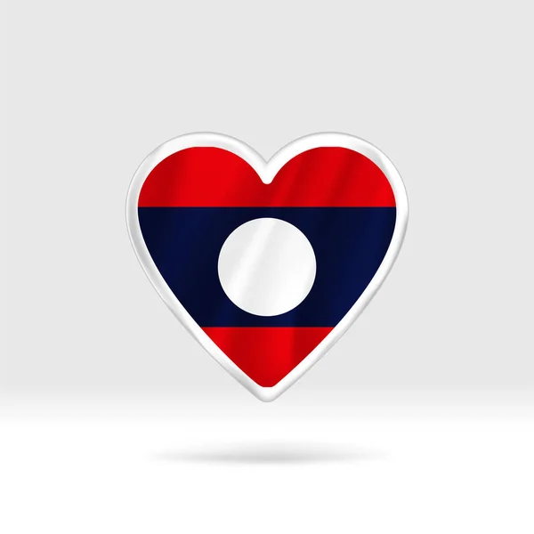 Coeur Drapeau Laos Modèle Étoile Bouton Argent Drapeau Montage Facile — Image vectorielle