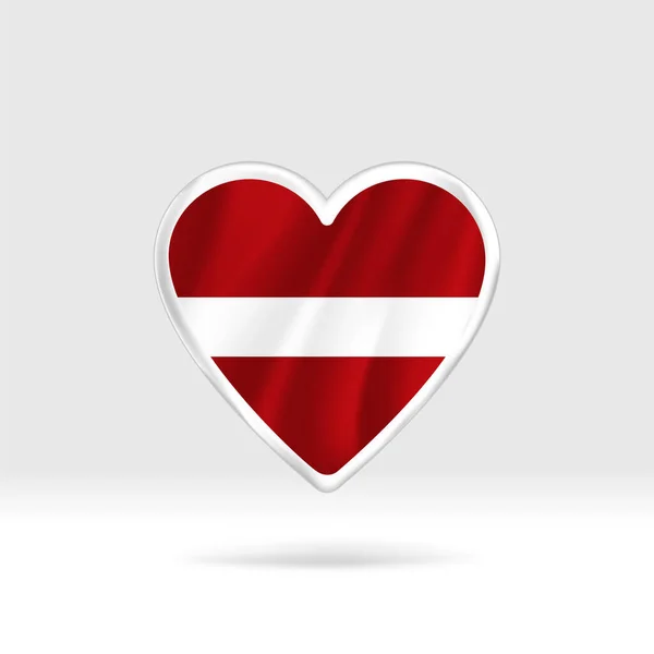 Καρδιά Από Λετονία Σημαία Ασημένιο Αστέρι Κουμπί Και Πρότυπο Σημαία — Διανυσματικό Αρχείο