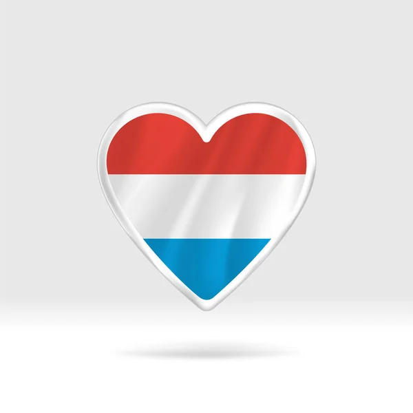 Καρδιά Από Σημαία Λουξεμβούργου Ασημένιο Αστέρι Κουμπί Και Πρότυπο Σημαία — Διανυσματικό Αρχείο