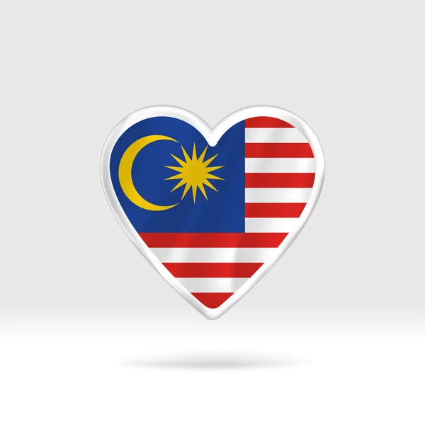 Jantung Dari Bendera Malaysia Bintang Kancing Perak Dan Templat Bendera - Stok Vektor