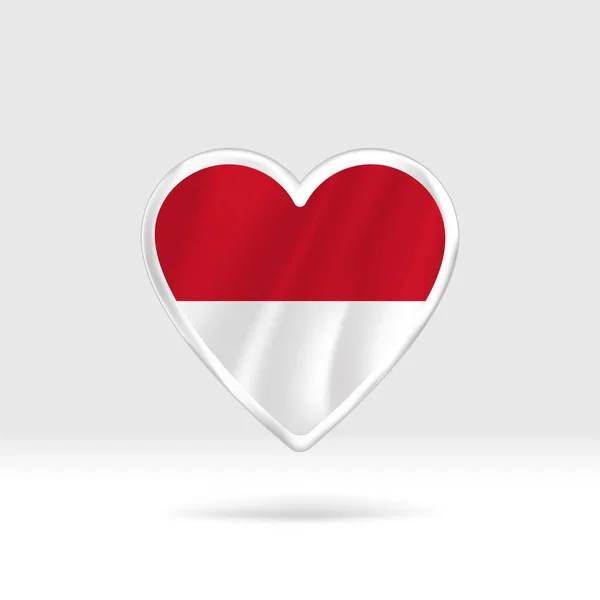 Heart Indonesia Flag Silver Button Heart Flag Template Easy Editing — Stock Vector