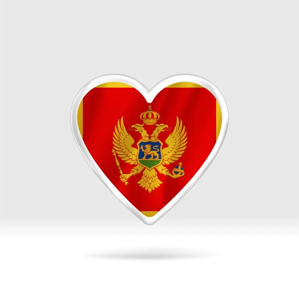 Серце Чорногорського Прапора Серце Срібної Кнопки Прапор Шаблон Легке Редагування — стоковий вектор