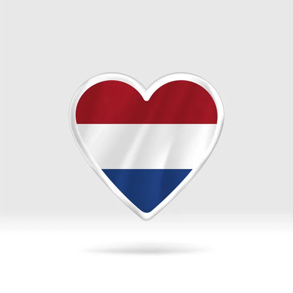 Coeur Drapeau Néerlandais Modèle Coeur Bouton Argent Drapeau Montage Facile — Image vectorielle