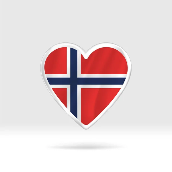 ノルウェー国旗からのハート シルバーボタンハートとフラグテンプレート グループでの簡単な編集とベクトル 白い背景の国旗ベクトルイラスト — ストックベクタ