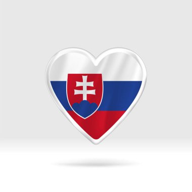 Kalp Slovakya bayrağından. Gümüş düğmeli kalp ve bayrak şablonu. Gruplar halinde kolay düzenleme ve vektör. Beyaz arkaplanda ulusal bayrak vektör illüstrasyonu.