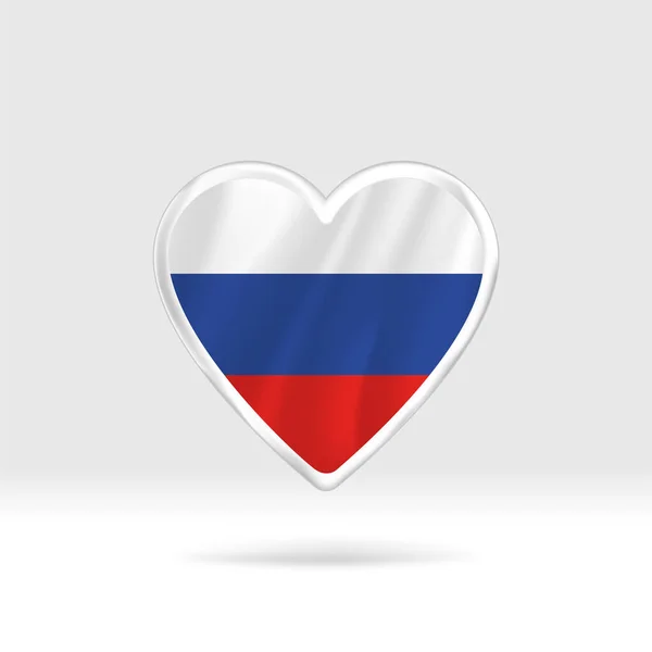 Hjärta Från Rysslands Flagga Silver Knapp Hjärta Och Flagga Mall — Stock vektor