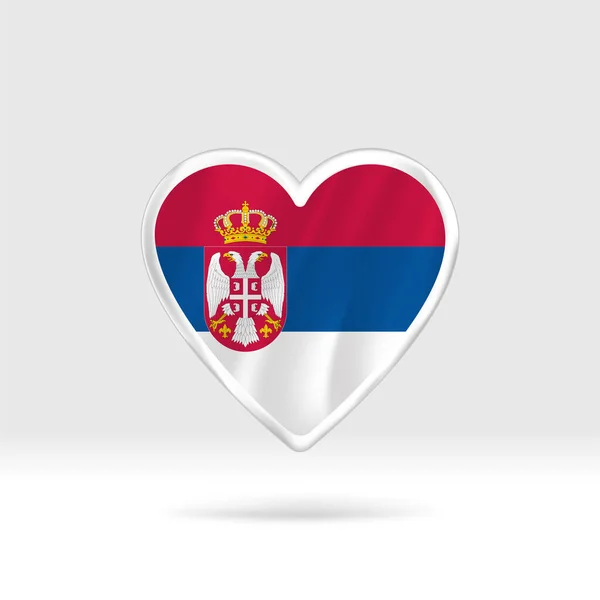 Coração Bandeira Sérvia Coração Botão Prata Modelo Bandeira Fácil Edição —  Vetores de Stock