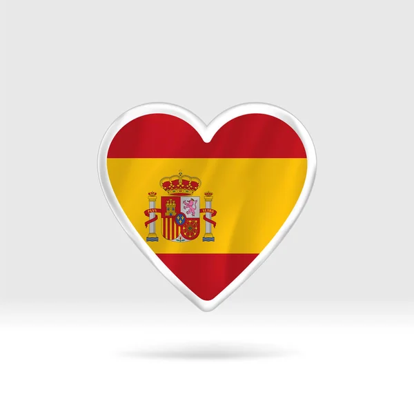 スペイン国旗からのハート シルバーボタンハートとフラグテンプレート グループでの簡単な編集とベクトル 白い背景の国旗ベクトルイラスト — ストックベクタ