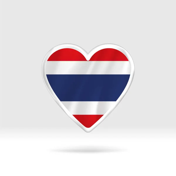 Corazón Bandera Tailandia Plantilla Corazón Bandera Botón Plateado Fácil Edición — Vector de stock