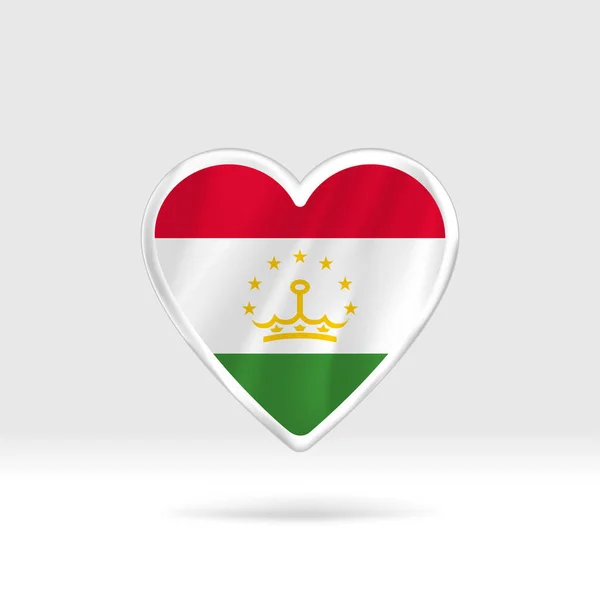 Флаг Таджикистана Сердце Серебряной Кнопки Флаг Искушают Простое Редактирование Вектор — стоковый вектор