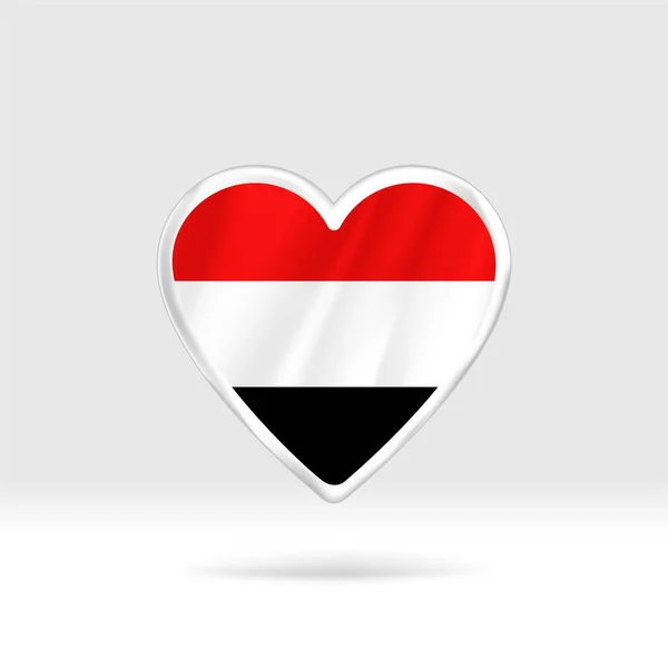 Καρδιά Από Την Υεμένη Ασημένιο Κουμπί Καρδιά Και Σημαία Πρότυπο — Διανυσματικό Αρχείο