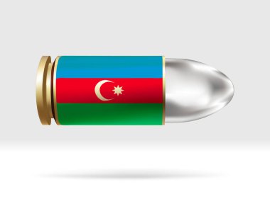 Kurşunda Azerbaycan bayrağı var. Havada hareket eden bir kurşun tehlikesi. Bayrak şablonu. Gruplar halinde kolay düzenleme ve vektör. Arkaplanda ulusal bayrak vektör illüstrasyonu.