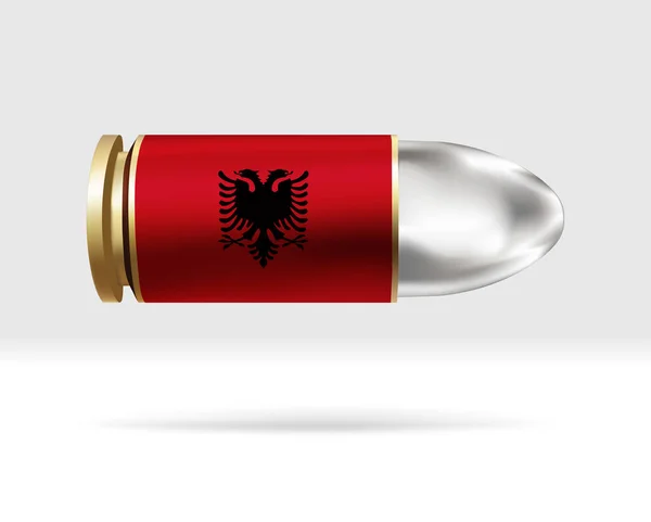 アルバニアの旗弾 弾丸の危険が空気中を移動します 旗テンプレート グループでの簡単な編集とベクトル 背景に国旗ベクトルイラスト — ストックベクタ