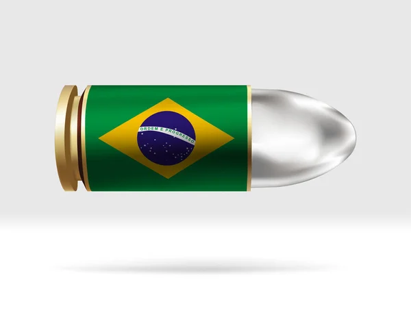 弾にブラジル国旗 弾丸の危険が空気中を移動します 旗テンプレート グループでの簡単な編集とベクトル 背景に国旗ベクトルイラスト — ストックベクタ