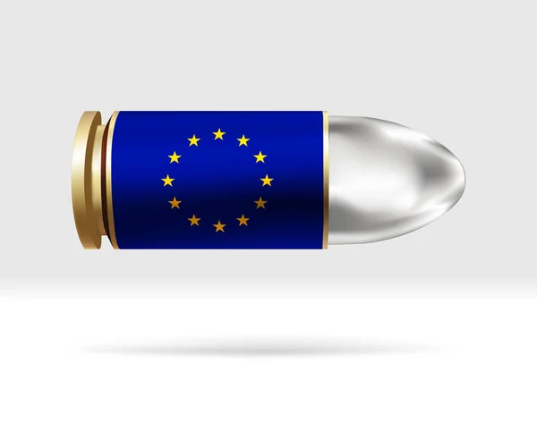 Flagge Der Europäischen Union Auf Kugel Eine Schussgefahr Geht Durch — Stockvektor