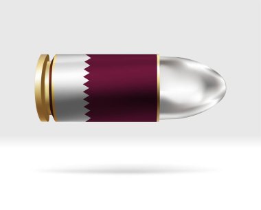 Kurşunda Katar bayrağı. Havada hareket eden bir kurşun tehlikesi. Bayrak şablonu. Gruplar halinde kolay düzenleme ve vektör. Arkaplanda ulusal bayrak vektör illüstrasyonu.